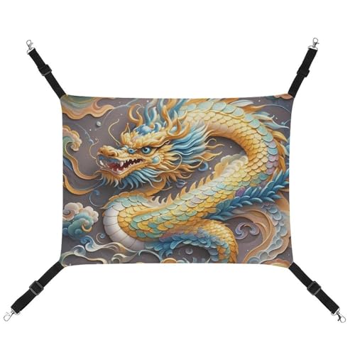 HETVBNS Dragon Art Haustier-Hängematte für Katzen & Hunde, weiche atmungsaktive Canvas-Hängematte mit verstellbaren Trägern, bequemes und langlebiges Hängebett für kleine bis mittelgroße Haustiere HETVBNS Dragon Art Haustier-Hängematte für Katzen & Hunde, weiche atmungsaktive Canvas-Hängematte mit verstellbaren Trägern, bequemes und langlebiges Hängebett für kleine bis mittelgroße Haustiere von HETVBNS