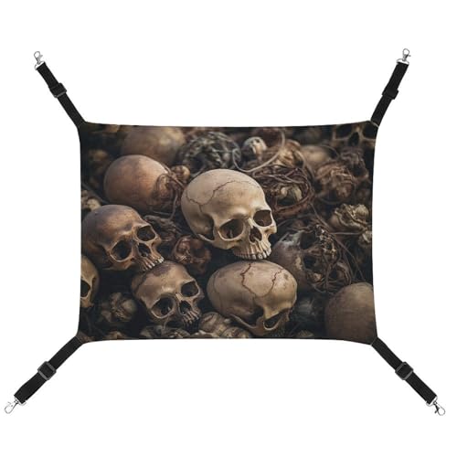 HETVBNS Einige Schädel-förmige Haustier-Hängematte für Katzen und Hunde, weiche, atmungsaktive Canvas-Hängematte mit verstellbaren Riemen, bequemes und langlebiges Hängebett für kleine bis mittelgroße HETVBNS Einige Schädel-förmige Haustier-Hängematte für Katzen und Hunde, weiche, atmungsaktive Canvas-Hängematte mit verstellbaren Riemen, bequemes und langlebiges Hängebett für kleine bis mittelgroße von HETVBNS
