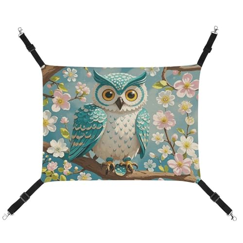 HETVBNS Eule Spring Flowers Türkis Haustier Hängematte für Katzen & Hunde, Weiche Atmungsaktive Leinwand Hängende Hängematte mit verstellbaren Riemen, Bequemes & Langlebiges Hängebett für kleine bis HETVBNS Eule Spring Flowers Türkis Haustier Hängematte für Katzen & Hunde, Weiche Atmungsaktive Leinwand Hängende Hängematte mit verstellbaren Riemen, Bequemes & Langlebiges Hängebett für kleine bis von HETVBNS