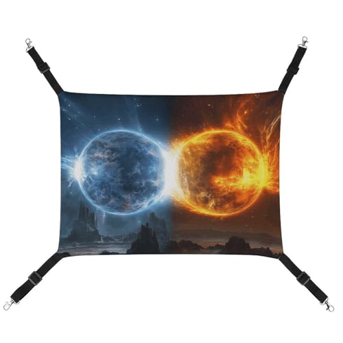 HETVBNS Fire and Water Planets Haustierhängematte für Katzen & Hunde, weiche atmungsaktive Canvas-Hängematte mit verstellbaren Riemen, bequemes und langlebiges Hängebett für kleine bis mittelgroße HETVBNS Fire and Water Planets Haustierhängematte für Katzen & Hunde, weiche atmungsaktive Canvas-Hängematte mit verstellbaren Riemen, bequemes und langlebiges Hängebett für kleine bis mittelgroße von HETVBNS
