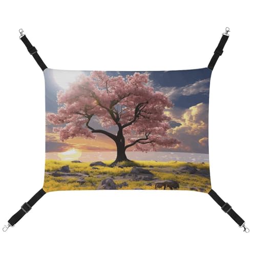 HETVBNS Flower and Tree Haustierhängematte für Katzen & Hunde, weiche atmungsaktive Canvas-Hängematte mit verstellbaren Riemen, bequemes und langlebiges Hängebett für kleine bis mittelgroße Haustiere HETVBNS Flower and Tree Haustierhängematte für Katzen & Hunde, weiche atmungsaktive Canvas-Hängematte mit verstellbaren Riemen, bequemes und langlebiges Hängebett für kleine bis mittelgroße Haustiere von HETVBNS