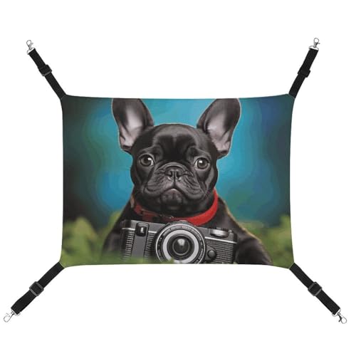 HETVBNS Französische Bulldogge Welpe mit Kamera, Haustierhängematte für Katzen & Hunde, weiche atmungsaktive Canvas-Hängematte mit verstellbaren Trägern, bequemes und langlebiges Hängebett für kleine HETVBNS Französische Bulldogge Welpe mit Kamera, Haustierhängematte für Katzen & Hunde, weiche atmungsaktive Canvas-Hängematte mit verstellbaren Trägern, bequemes und langlebiges Hängebett für kleine von HETVBNS