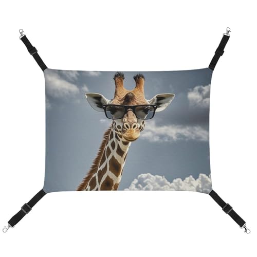 HETVBNS Giraffe mit Sonnenbrille, Haustier-Hängematte für Katzen und Hunde, weiche, atmungsaktive Canvas-Hängematte mit verstellbaren Trägern, bequemes und langlebiges Hängebett für kleine bis HETVBNS Giraffe mit Sonnenbrille, Haustier-Hängematte für Katzen und Hunde, weiche, atmungsaktive Canvas-Hängematte mit verstellbaren Trägern, bequemes und langlebiges Hängebett für kleine bis von HETVBNS