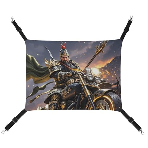 HETVBNS Guan Yu Rides A Motorrad-Haustierhängematte für Katzen und Hunde, weiche, atmungsaktive Canvas-Hängematte mit verstellbaren Riemen, bequemes und langlebiges Hängebett für kleine bis HETVBNS Guan Yu Rides A Motorrad-Haustierhängematte für Katzen und Hunde, weiche, atmungsaktive Canvas-Hängematte mit verstellbaren Riemen, bequemes und langlebiges Hängebett für kleine bis von HETVBNS