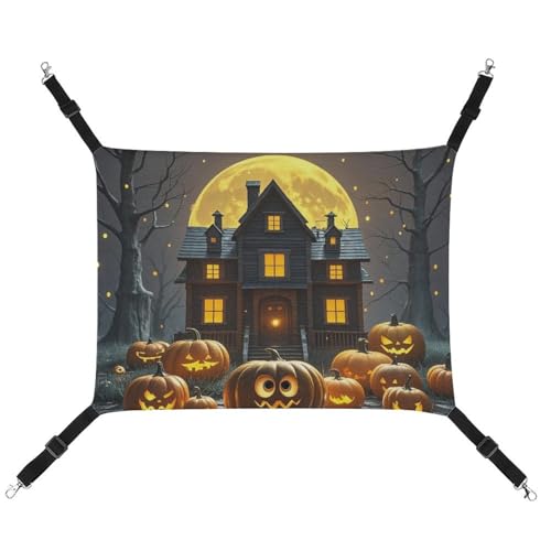 HETVBNS Halloween-Nacht-Haustier-Hängematte für Katzen und Hunde, weiche atmungsaktive Canvas-Hängematte mit verstellbaren Trägern, bequemes und langlebiges Hängebett für kleine bis mittelgroße HETVBNS Halloween-Nacht-Haustier-Hängematte für Katzen und Hunde, weiche atmungsaktive Canvas-Hängematte mit verstellbaren Trägern, bequemes und langlebiges Hängebett für kleine bis mittelgroße von HETVBNS