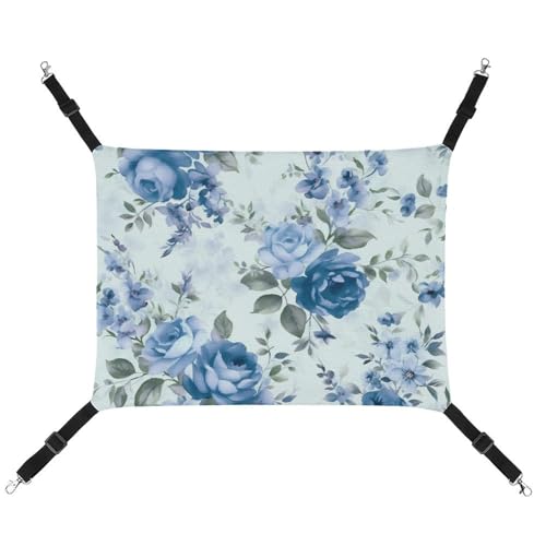 HETVBNS Haustier-Hängematte für Katzen und Hunde, Blumenmuster, Blumenmuster, weich, atmungsaktiv, Leinen, mit verstellbaren Riemen, bequemes und langlebiges Hängebett für kleine bis mittelgroße von HETVBNS