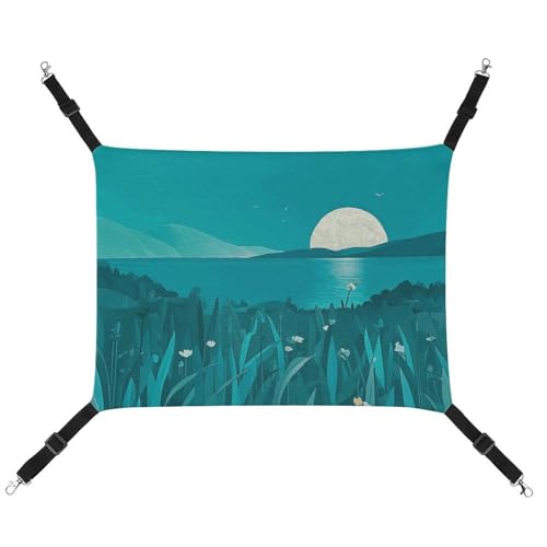 HETVBNS Haustier-Hängematte für Katzen und Hunde, weiche, atmungsaktive Canvas-Hängematte mit verstellbaren Riemen, bequemes und langlebiges Hängebett für kleine bis mittelgroße Haustiere in Blaugrün HETVBNS Haustier-Hängematte für Katzen und Hunde, weiche, atmungsaktive Canvas-Hängematte mit verstellbaren Riemen, bequemes und langlebiges Hängebett für kleine bis mittelgroße Haustiere in Blaugrün von HETVBNS