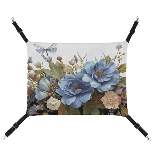 HETVBNS Haustierhängematte für Katzen und Hunde, blaue Blumen und Libellen, weiche atmungsaktive Canvas-Hängematte mit verstellbaren Riemen, bequemes und langlebiges Hängebett für kleine bis HETVBNS Haustierhängematte für Katzen und Hunde, blaue Blumen und Libellen, weiche atmungsaktive Canvas-Hängematte mit verstellbaren Riemen, bequemes und langlebiges Hängebett für kleine bis von HETVBNS
