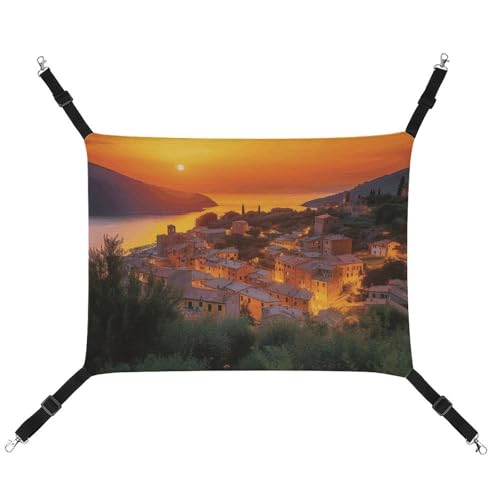 HETVBNS Italian Sunset Haustierhängematte für Katzen & Hunde, weiche atmungsaktive Canvas-Hängematte mit verstellbaren Riemen, bequemes und langlebiges Hängebett für kleine bis mittelgroße Haustiere HETVBNS Italian Sunset Haustierhängematte für Katzen & Hunde, weiche atmungsaktive Canvas-Hängematte mit verstellbaren Riemen, bequemes und langlebiges Hängebett für kleine bis mittelgroße Haustiere von HETVBNS