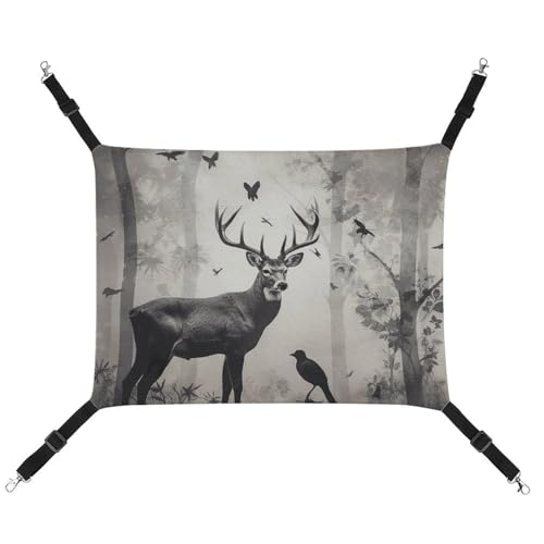 HETVBNS Jagd-Silhouette von Hirsch Haustierhängematte für Katzen & Hunde, weiche, atmungsaktive Canvas-Hängematte mit verstellbaren Riemen, bequemes und langlebiges Hängebett für kleine bis HETVBNS Jagd-Silhouette von Hirsch Haustierhängematte für Katzen & Hunde, weiche, atmungsaktive Canvas-Hängematte mit verstellbaren Riemen, bequemes und langlebiges Hängebett für kleine bis von HETVBNS
