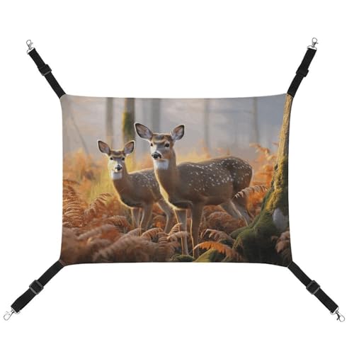 HETVBNS Niedliche Hirsch-Haustier-Hängematte für Katzen und Hunde, weiche, atmungsaktive Canvas-Hängematte mit verstellbaren Riemen, bequemes und langlebiges Hängebett für kleine bis mittelgroße HETVBNS Niedliche Hirsch-Haustier-Hängematte für Katzen und Hunde, weiche, atmungsaktive Canvas-Hängematte mit verstellbaren Riemen, bequemes und langlebiges Hängebett für kleine bis mittelgroße von HETVBNS