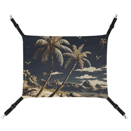 HETVBNS Palm Tree Haustierhängematte für Katzen & Hunde, weiche atmungsaktive Canvas-Hängematte mit verstellbaren Trägern, bequemes und langlebiges Hängebett für kleine bis mittelgroße Haustiere HETVBNS Palm Tree Haustierhängematte für Katzen & Hunde, weiche atmungsaktive Canvas-Hängematte mit verstellbaren Trägern, bequemes und langlebiges Hängebett für kleine bis mittelgroße Haustiere von HETVBNS