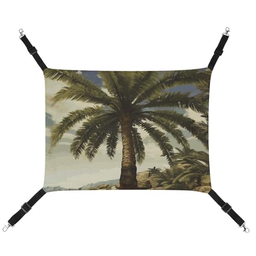 HETVBNS Palme Tropische Haustierhängematte für Katzen & Hunde, weiche atmungsaktive Canvas-Hängematte mit verstellbaren Riemen, bequemes und langlebiges Hängebett für kleine bis mittelgroße Haustiere HETVBNS Palme Tropische Haustierhängematte für Katzen & Hunde, weiche atmungsaktive Canvas-Hängematte mit verstellbaren Riemen, bequemes und langlebiges Hängebett für kleine bis mittelgroße Haustiere von HETVBNS