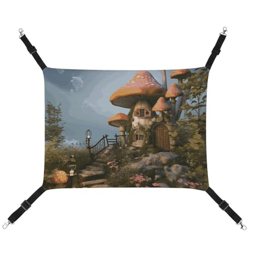 HETVBNS Pilz-Garten-Haustier-Hängematte für Katzen und Hunde, weiche atmungsaktive Canvas-Hängematte mit verstellbaren Riemen, bequemes und langlebiges Hängebett für kleine bis mittelgroße Haustiere HETVBNS Pilz-Garten-Haustier-Hängematte für Katzen und Hunde, weiche atmungsaktive Canvas-Hängematte mit verstellbaren Riemen, bequemes und langlebiges Hängebett für kleine bis mittelgroße Haustiere von HETVBNS