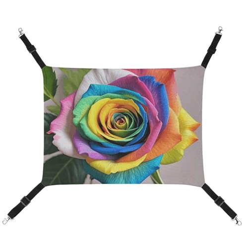 HETVBNS Rainbow Rose Haustierhängematte für Katzen & Hunde, weiche atmungsaktive Canvas-Hängematte mit verstellbaren Riemen, bequemes und langlebiges Hängebett für kleine bis mittelgroße Haustiere HETVBNS Rainbow Rose Haustierhängematte für Katzen & Hunde, weiche atmungsaktive Canvas-Hängematte mit verstellbaren Riemen, bequemes und langlebiges Hängebett für kleine bis mittelgroße Haustiere von HETVBNS