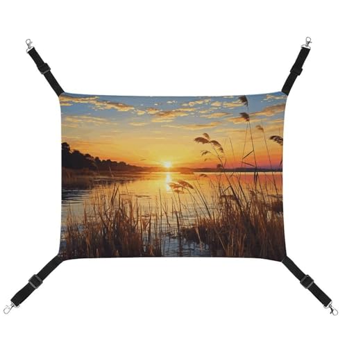 HETVBNS Reeds by The River Haustierhängematte für Katzen & Hunde, weiche atmungsaktive Canvas-Hängematte mit verstellbaren Trägern, bequemes und langlebiges Hängebett für kleine bis mittelgroße HETVBNS Reeds by The River Haustierhängematte für Katzen & Hunde, weiche atmungsaktive Canvas-Hängematte mit verstellbaren Trägern, bequemes und langlebiges Hängebett für kleine bis mittelgroße von HETVBNS