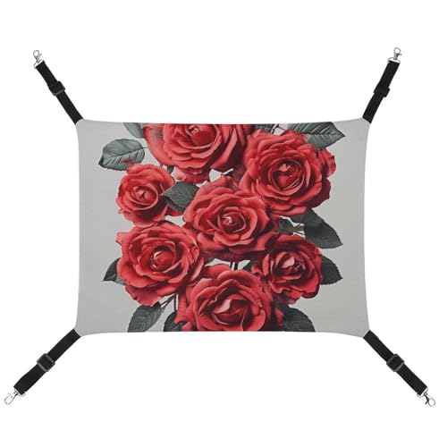 HETVBNS Rote Rose Flower Cluster Haustier-Hängematte für Katzen und Hunde, weiche, atmungsaktive Canvas-Hängematte mit verstellbaren Riemen, bequemes und langlebiges Hängebett für kleine bis HETVBNS Rote Rose Flower Cluster Haustier-Hängematte für Katzen und Hunde, weiche, atmungsaktive Canvas-Hängematte mit verstellbaren Riemen, bequemes und langlebiges Hängebett für kleine bis von HETVBNS