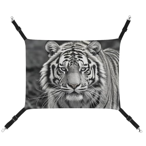 HETVBNS Schwarze und weiße Tiger Haustier-Hängematte für Katzen und Hunde, weiche atmungsaktive Canvas-Hängematte mit verstellbaren Riemen, bequemes und langlebiges Hängebett für kleine bis HETVBNS Schwarze und weiße Tiger Haustier-Hängematte für Katzen und Hunde, weiche atmungsaktive Canvas-Hängematte mit verstellbaren Riemen, bequemes und langlebiges Hängebett für kleine bis von HETVBNS