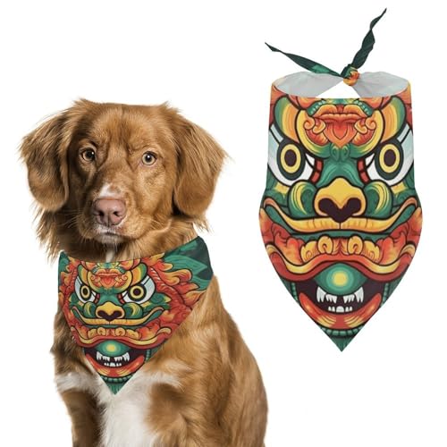 Halstücher für Hunde, Motiv: Chinesischer Löwe, für die Fütterung, Fellpflege, dreieckig, waschbar, für Katzen und Hunde Halstücher für Hunde, Motiv: Chinesischer Löwe, für die Fütterung, Fellpflege, dreieckig, waschbar, für Katzen und Hunde von HETVBNS