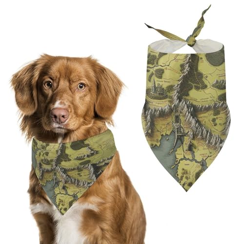 Halstücher für Hunde mit Karte von Mittelerde, dreieckig, waschbar, für Katzen und Hunde Halstücher für Hunde mit Karte von Mittelerde, dreieckig, waschbar, für Katzen und Hunde von HETVBNS