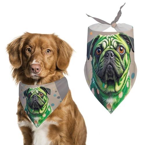 Halstücher für Hunde und Katzen, Motiv: Mops, dreieckig, waschbar, Motiv: Mops, Grün Halstücher für Hunde und Katzen, Motiv: Mops, dreieckig, waschbar, Motiv: Mops, Grün von HETVBNS