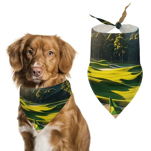 Hundehalstücher für Golfplatz, dreieckig, waschbar, für Katzen und Hunde, Grün Hundehalstücher für Golfplatz, dreieckig, waschbar, für Katzen und Hunde, Grün von HETVBNS