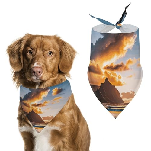 Hundehalstücher für Hunde und Katzen mit Sonnenuntergang und Meereswolken, dreieckig, waschbar, für Katzen und Hunde Hundehalstücher für Hunde und Katzen mit Sonnenuntergang und Meereswolken, dreieckig, waschbar, für Katzen und Hunde von HETVBNS