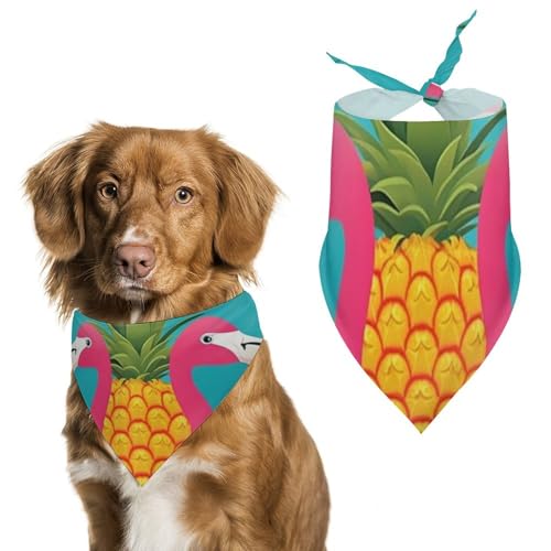 Hundehalstücher mit Ananas-Flamingo-Motiv zum Füttern und Pflegen, dreieckig, waschbar, Haustier-Schal für Katzen und Hunde Hundehalstücher mit Ananas-Flamingo-Motiv zum Füttern und Pflegen, dreieckig, waschbar, Haustier-Schal für Katzen und Hunde von HETVBNS