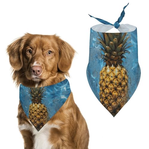 Hundehalstücher mit Ananas im Pool, Dreieckstuch für Katzen und Hunde Hundehalstücher mit Ananas im Pool, Dreieckstuch für Katzen und Hunde von HETVBNS