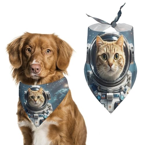 Hundehalstücher mit Astronautenmotiv im Weltraum zum Füttern und Pflegen, dreieckige Haustier-Lätzchen, waschbar, Haustier-Schal für Katzen und Hunde von HETVBNS