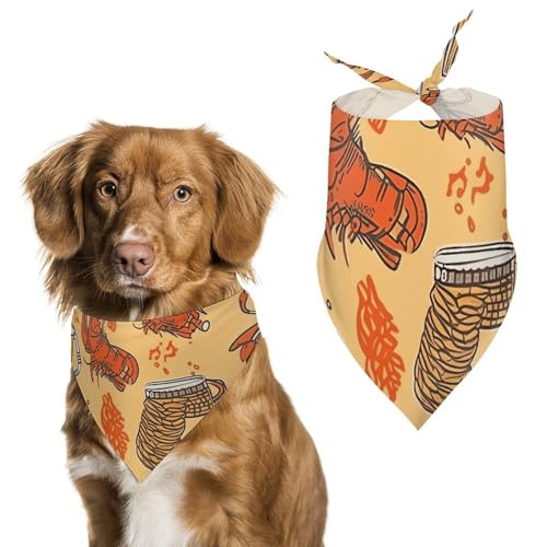 Hundehalstücher mit Bier- und Krebsmuster, dreieckig, waschbar, für Katzen und Hunde Hundehalstücher mit Bier- und Krebsmuster, dreieckig, waschbar, für Katzen und Hunde von HETVBNS