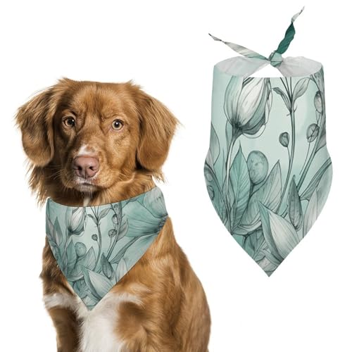 Hundehalstücher mit Blumenmuster zum Füttern und Pflegen, dreieckig, waschbar, für Katzen und Hunde, Minzgrün Hundehalstücher mit Blumenmuster zum Füttern und Pflegen, dreieckig, waschbar, für Katzen und Hunde, Minzgrün von HETVBNS