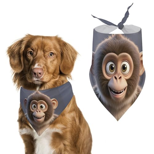 Hundehalstücher mit Cartoon-Affen-Motiv, für die Fütterung, Fellpflege, dreieckig, waschbar, für Katzen und Hunde, Braun Hundehalstücher mit Cartoon-Affen-Motiv, für die Fütterung, Fellpflege, dreieckig, waschbar, für Katzen und Hunde, Braun von HETVBNS