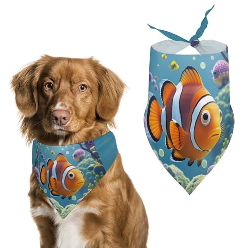 Hundehalstücher mit Cartoon-Clownfisch, Dreieck, waschbar, für Katzen und Hunde Hundehalstücher mit Cartoon-Clownfisch, Dreieck, waschbar, für Katzen und Hunde von HETVBNS