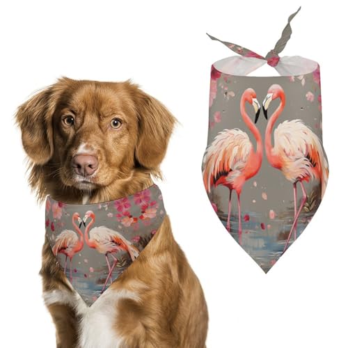 Hundehalstücher mit Flamingos und Blumen, Dreieckstuch für Katzen und Hunde von HETVBNS