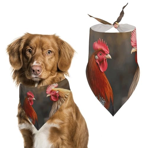 Hundehalstücher mit Hahn und Huhn zum Füttern und Pflegen, dreieckige Haustier-Lätzchen, waschbar, Haustier-Schal für Katzen und Hunde Hundehalstücher mit Hahn und Huhn zum Füttern und Pflegen, dreieckige Haustier-Lätzchen, waschbar, Haustier-Schal für Katzen und Hunde von HETVBNS