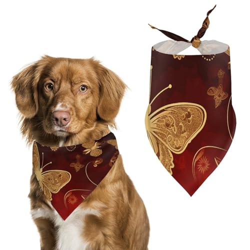 Hundehalstücher mit Herzen, goldener Schmetterling, dreieckig, waschbar, für Katzen und Hunde Hundehalstücher mit Herzen, goldener Schmetterling, dreieckig, waschbar, für Katzen und Hunde von HETVBNS