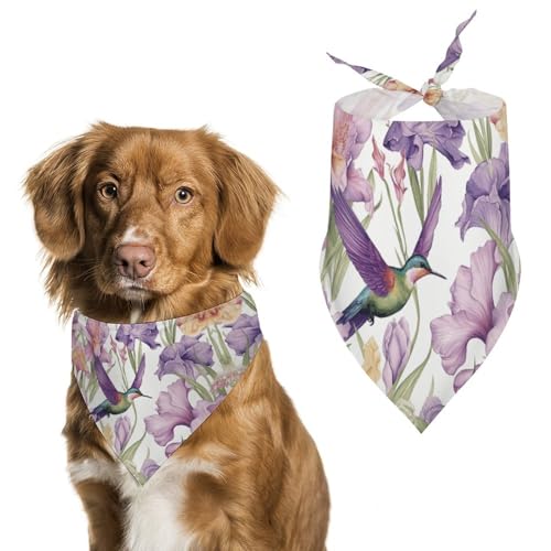 Hundehalstücher mit Kolibris, Schwertlilien, zum Füttern, Fellpflege, Dreieck, waschbar, Haustier-Schal für Katzen und Hunde Hundehalstücher mit Kolibris, Schwertlilien, zum Füttern, Fellpflege, Dreieck, waschbar, Haustier-Schal für Katzen und Hunde von HETVBNS