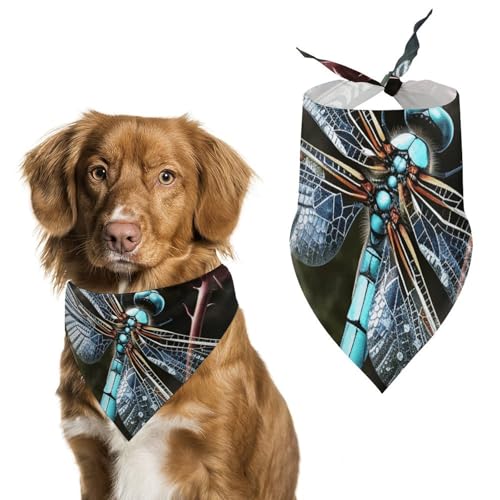 Hundehalstücher mit Libellen-Motiv, dreieckig, waschbar, für Katzen und Hunde, Blau Hundehalstücher mit Libellen-Motiv, dreieckig, waschbar, für Katzen und Hunde, Blau von HETVBNS