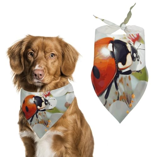 Hundehalstücher mit Schmetterlingsmarienkäfer-Blumenmotiv zum Füttern und Pflegen, dreieckig, waschbar, Haustier-Schal für Katzen und Hunde Hundehalstücher mit Schmetterlingsmarienkäfer-Blumenmotiv zum Füttern und Pflegen, dreieckig, waschbar, Haustier-Schal für Katzen und Hunde von HETVBNS