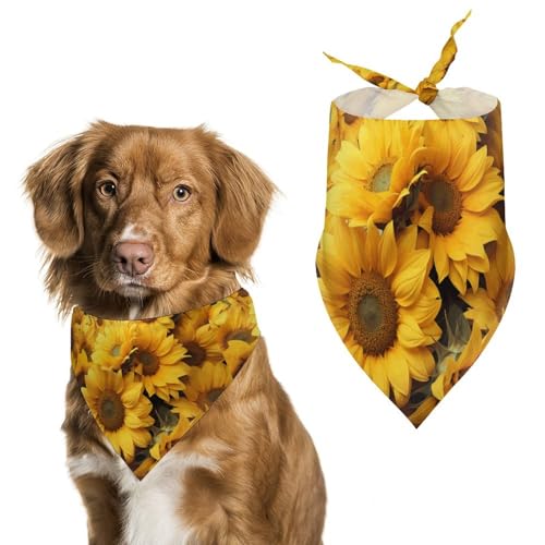 Hundehalstücher mit Sonnenblumen-Motiv, dreieckig, waschbar, für Katzen und Hunde Hundehalstücher mit Sonnenblumen-Motiv, dreieckig, waschbar, für Katzen und Hunde von HETVBNS