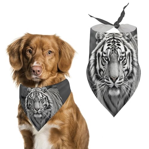 Hundehalstücher mit Tiger-Motiv, dreieckig, waschbar, für Katzen und Hunde, Schwarz und Weiß Hundehalstücher mit Tiger-Motiv, dreieckig, waschbar, für Katzen und Hunde, Schwarz und Weiß von HETVBNS