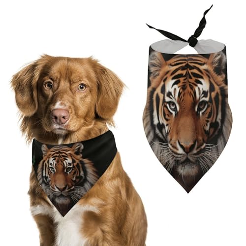 Hundehalstücher mit Tiger- und Pfotenmotiv zum Füttern und Pflegen, dreieckiges Haustier-Lätzchen, waschbar, Haustier-Schal für Katzen und Hunde von HETVBNS
