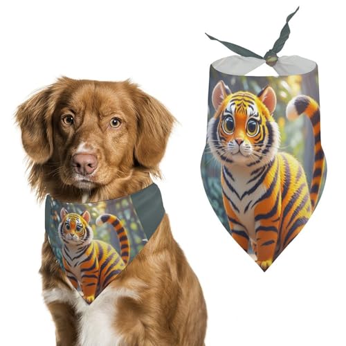 Hundehalstücher mit Tigerstreifen, zum Füttern, Fellpflege, Dreiecks-Lätzchen, waschbar, für Katzen und Hunde, Orange Hundehalstücher mit Tigerstreifen, zum Füttern, Fellpflege, Dreiecks-Lätzchen, waschbar, für Katzen und Hunde, Orange von HETVBNS