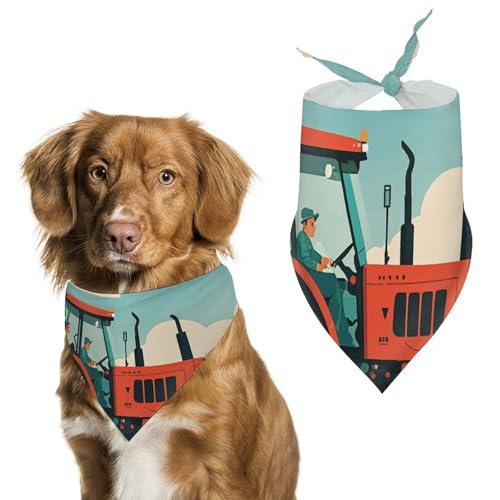 Hundehalstücher mit Traktor-Farming-Motiv zum Füttern und Pflegen, dreieckig, waschbar, Haustier-Schal für Katzen und Hunde Hundehalstücher mit Traktor-Farming-Motiv zum Füttern und Pflegen, dreieckig, waschbar, Haustier-Schal für Katzen und Hunde von HETVBNS