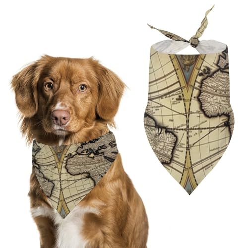 Hundehalstücher mit Weltkugel von Antikkarte, Dreieck, waschbar, für Katzen und Hunde Hundehalstücher mit Weltkugel von Antikkarte, Dreieck, waschbar, für Katzen und Hunde von HETVBNS