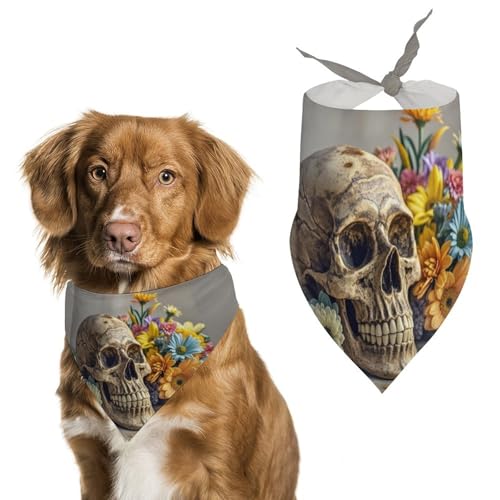 Hundehalstücher mit antikem Totenkopf und Blumen, dreieckig, waschbar, für Katzen und Hunde Hundehalstücher mit antikem Totenkopf und Blumen, dreieckig, waschbar, für Katzen und Hunde von HETVBNS
