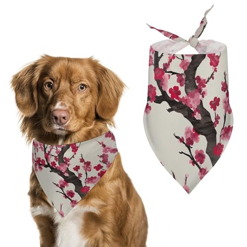 Hundehalstücher mit blühendem Kirschbaum, dreieckig, waschbar, für Katzen und Hunde Hundehalstücher mit blühendem Kirschbaum, dreieckig, waschbar, für Katzen und Hunde von HETVBNS