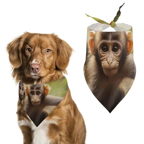 Hundehalstücher mit niedlichen kleinen Affen, zum Füttern und Pflegen, dreieckig, waschbar, für Katzen und Hunde von HETVBNS