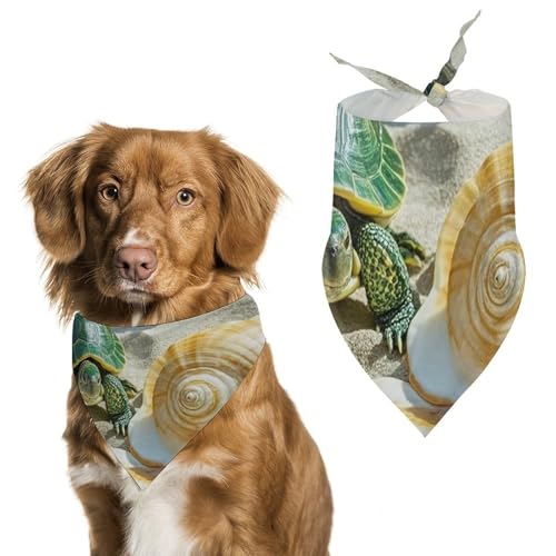 Hundehalstücher mit zwei Schildkröten und Muscheln zum Füttern und Pflegen, dreieckige Haustier-Lätzchen, waschbar, Haustier-Schal für Katzen und Hunde Hundehalstücher mit zwei Schildkröten und Muscheln zum Füttern und Pflegen, dreieckige Haustier-Lätzchen, waschbar, Haustier-Schal für Katzen und Hunde von HETVBNS